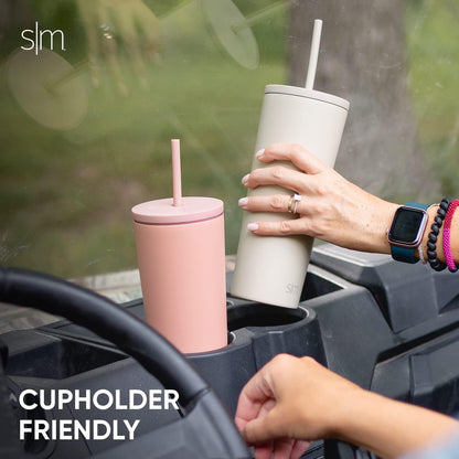 Iced Coffee Tumbler, Insulated | 24oz | Tie Dye | Reusable Stainless Steel Cup, Travel Mug, Water Bottle with Straw | Cupholder Friendly & Spill Resistant, Ocean Tide