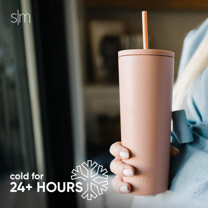 Iced Coffee Tumbler, Insulated | 24oz | Tie Dye | Reusable Stainless Steel Cup, Travel Mug, Water Bottle with Straw | Cupholder Friendly & Spill Resistant, Ocean Tide