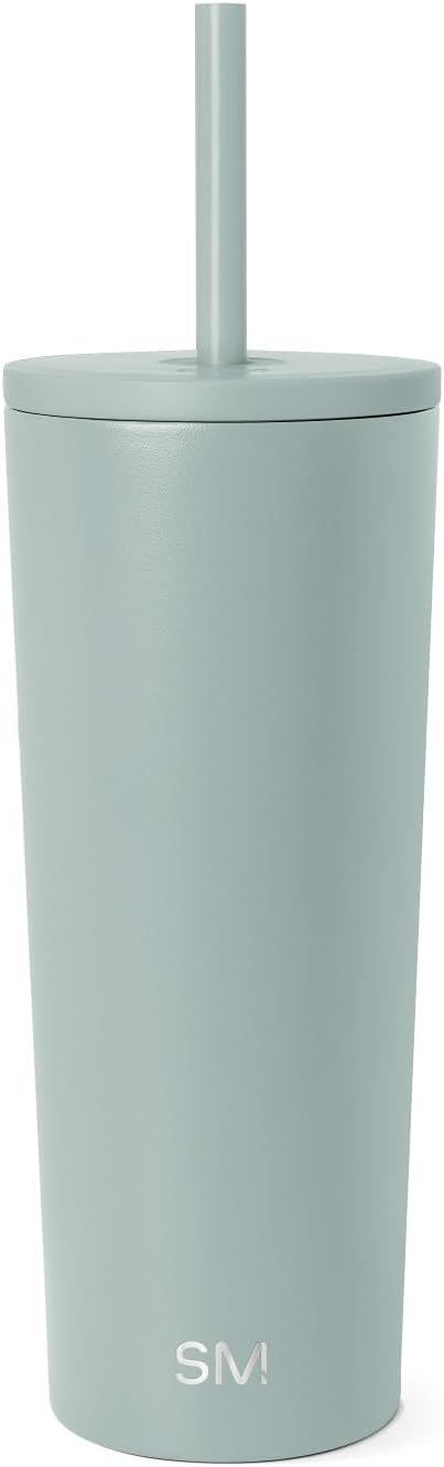 Iced Coffee Tumbler, Insulated | 24oz | Tie Dye | Reusable Stainless Steel Cup, Travel Mug, Water Bottle with Straw | Cupholder Friendly & Spill Resistant, Ocean Tide