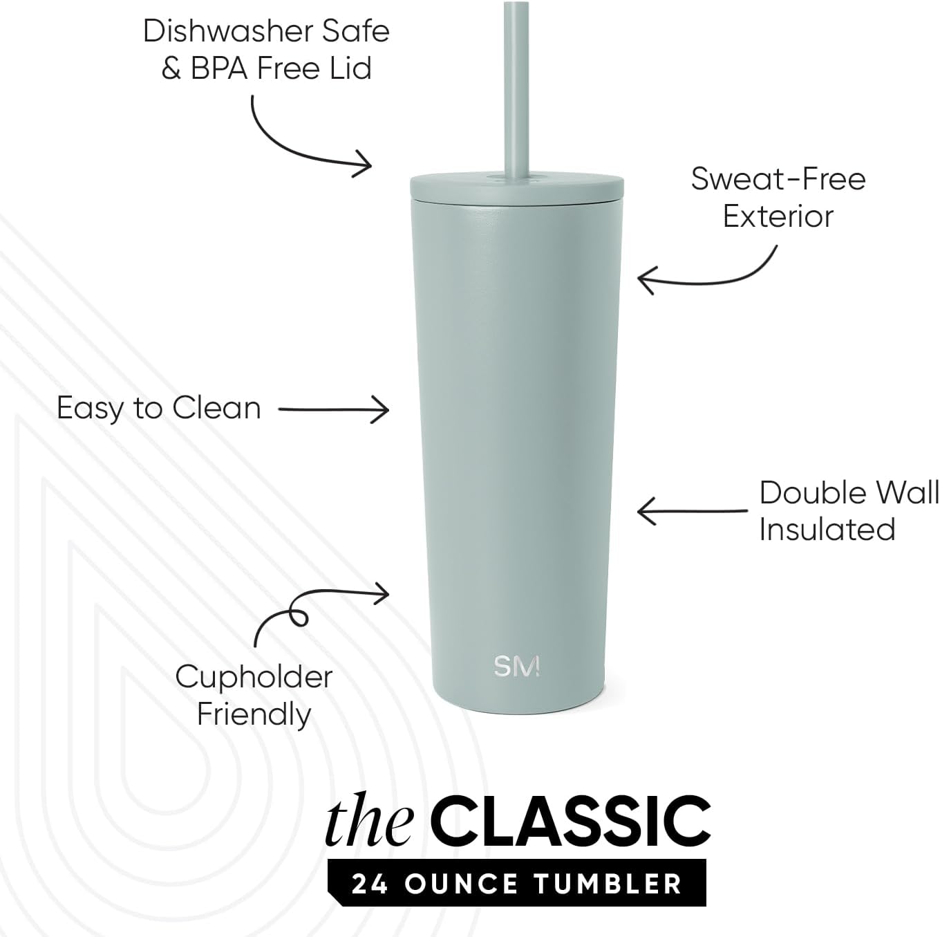 Iced Coffee Tumbler, Insulated | 24oz | Tie Dye | Reusable Stainless Steel Cup, Travel Mug, Water Bottle with Straw | Cupholder Friendly & Spill Resistant, Ocean Tide