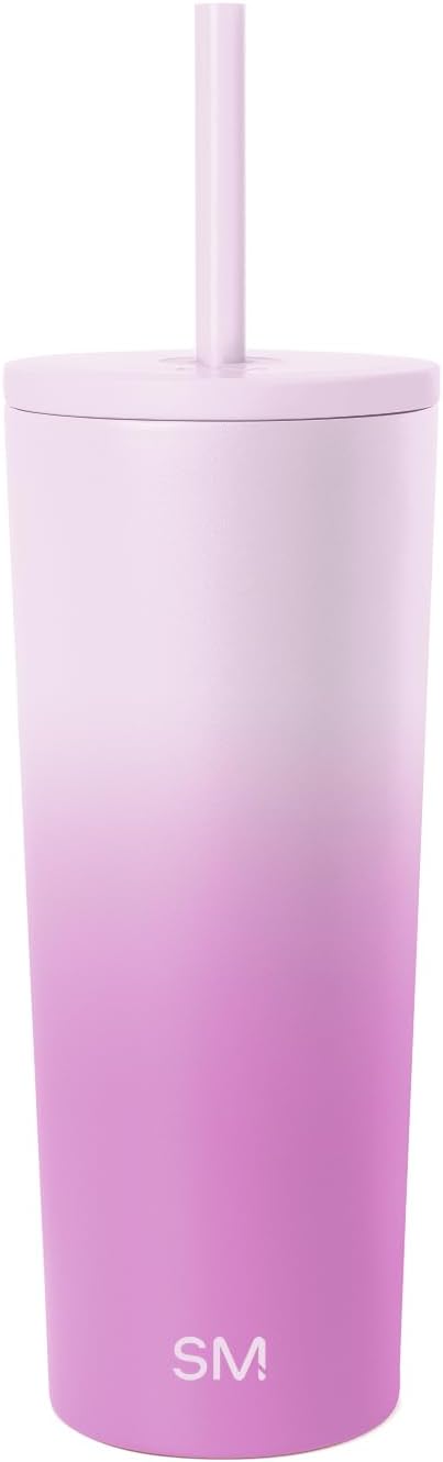 Iced Coffee Tumbler, Insulated | 24oz | Tie Dye | Reusable Stainless Steel Cup, Travel Mug, Water Bottle with Straw | Cupholder Friendly & Spill Resistant, Ocean Tide