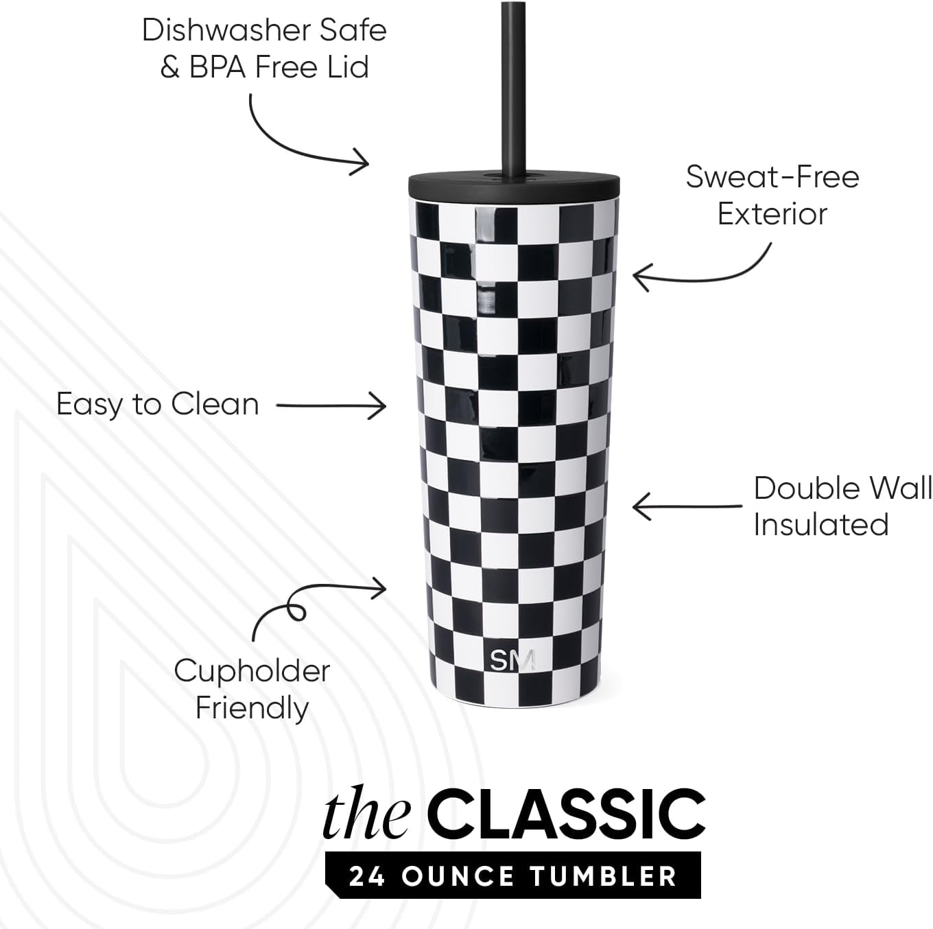Iced Coffee Tumbler, Insulated | 24oz | Tie Dye | Reusable Stainless Steel Cup, Travel Mug, Water Bottle with Straw | Cupholder Friendly & Spill Resistant, Ocean Tide