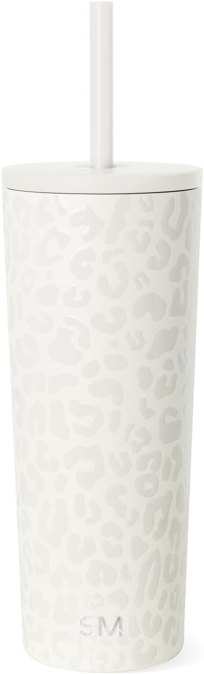 Iced Coffee Tumbler, Insulated | 24oz | Tie Dye | Reusable Stainless Steel Cup, Travel Mug, Water Bottle with Straw | Cupholder Friendly & Spill Resistant, Ocean Tide