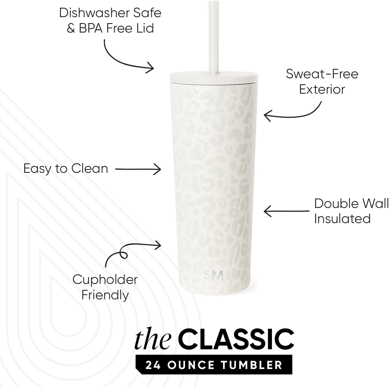 Iced Coffee Tumbler, Insulated | 24oz | Tie Dye | Reusable Stainless Steel Cup, Travel Mug, Water Bottle with Straw | Cupholder Friendly & Spill Resistant, Ocean Tide