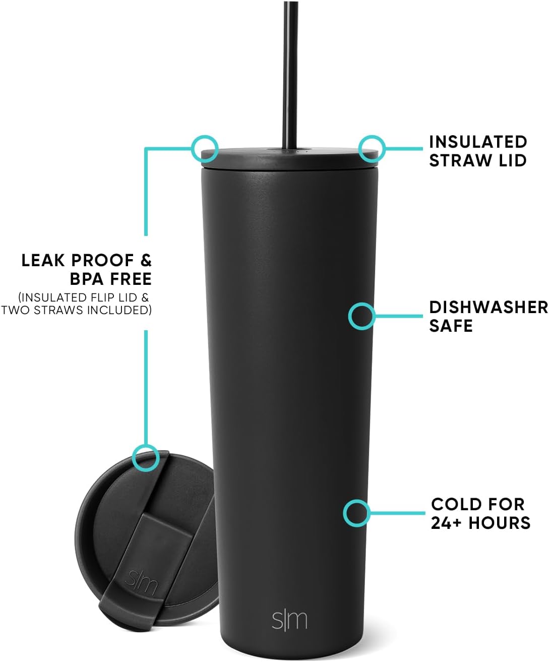 Iced Coffee Tumbler, Insulated | 24oz | Tie Dye | Reusable Stainless Steel Cup, Travel Mug, Water Bottle with Straw | Cupholder Friendly & Spill Resistant, Ocean Tide