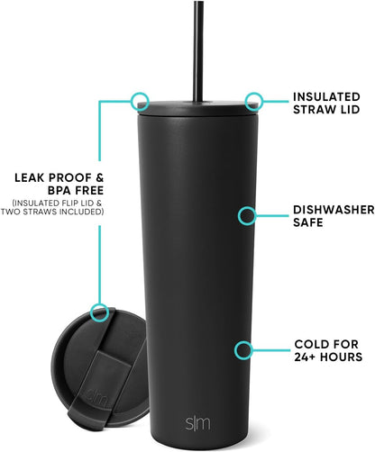 Iced Coffee Tumbler, Insulated | 24oz | Tie Dye | Reusable Stainless Steel Cup, Travel Mug, Water Bottle with Straw | Cupholder Friendly & Spill Resistant, Ocean Tide