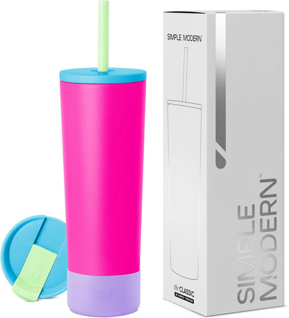 Iced Coffee Tumbler, Insulated | 24oz | Tie Dye | Reusable Stainless Steel Cup, Travel Mug, Water Bottle with Straw | Cupholder Friendly & Spill Resistant, Ocean Tide