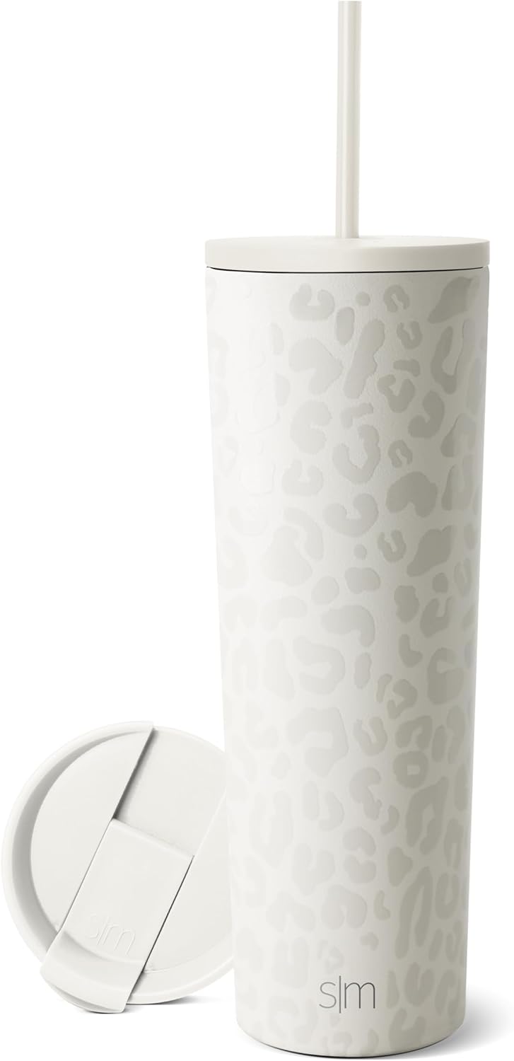 Iced Coffee Tumbler, Insulated | 24oz | Tie Dye | Reusable Stainless Steel Cup, Travel Mug, Water Bottle with Straw | Cupholder Friendly & Spill Resistant, Ocean Tide