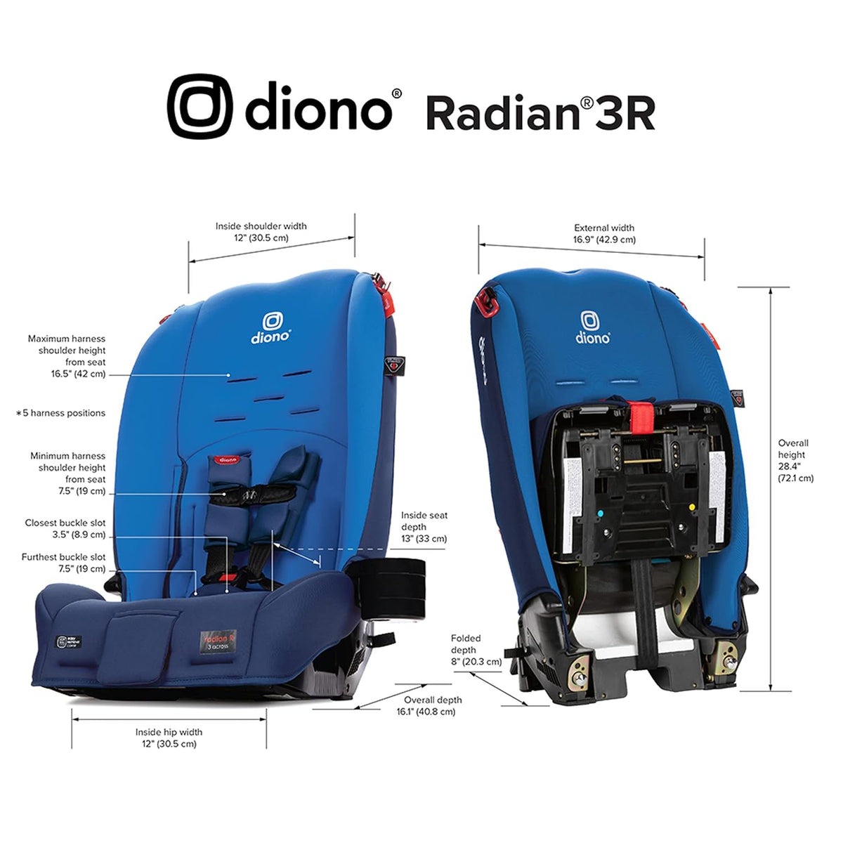Radian 3R, 3-in-1 Convertible Car Seat, Rear Facing & Forward Facing, 10 Years 1 Car Seat, Slim Fit 3 Across, Jet Black