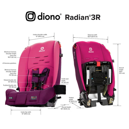 Radian 3R, 3-in-1 Convertible Car Seat, Rear Facing & Forward Facing, 10 Years 1 Car Seat, Slim Fit 3 Across, Jet Black