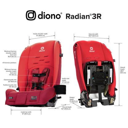 Radian 3R, 3-in-1 Convertible Car Seat, Rear Facing & Forward Facing, 10 Years 1 Car Seat, Slim Fit 3 Across, Jet Black
