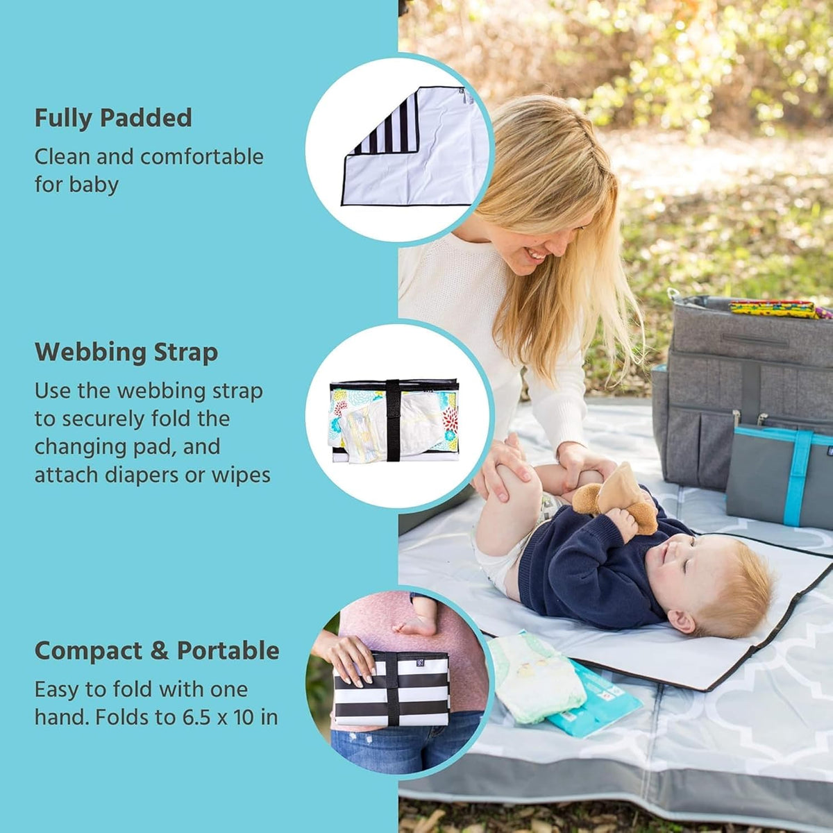 J.L. Childress X-Large Full Body Portable Changing Pad for Babies, Black