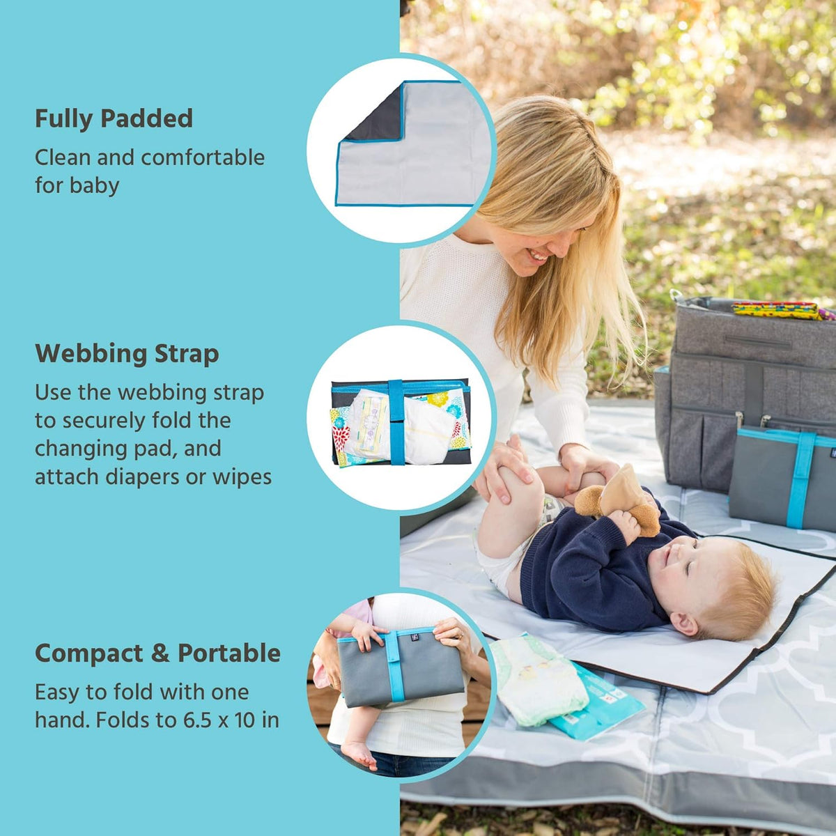 J.L. Childress X-Large Full Body Portable Changing Pad for Babies, Black
