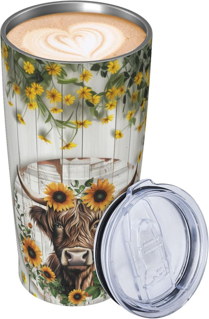 Bee Tumbler with Lid and Straw 20oz Travel Coffee Mug Gifts Stainless Steel Vacuum Insulated Cup Double Wall Water Bottle for Office Car Home