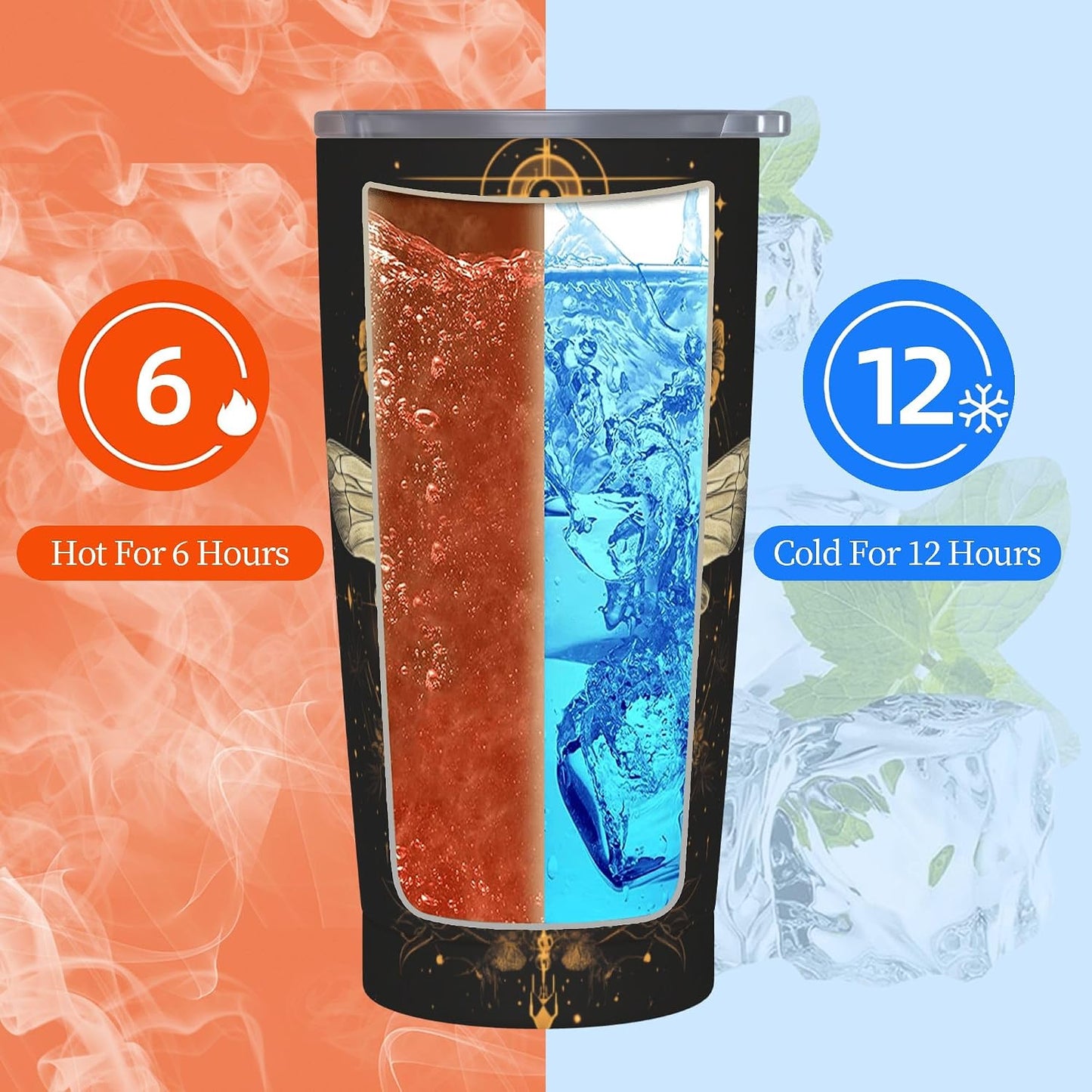 Bee Tumbler with Lid and Straw 20oz Travel Coffee Mug Gifts Stainless Steel Vacuum Insulated Cup Double Wall Water Bottle for Office Car Home