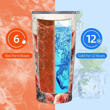 Bee Tumbler with Lid and Straw 20oz Travel Coffee Mug Gifts Stainless Steel Vacuum Insulated Cup Double Wall Water Bottle for Office Car Home