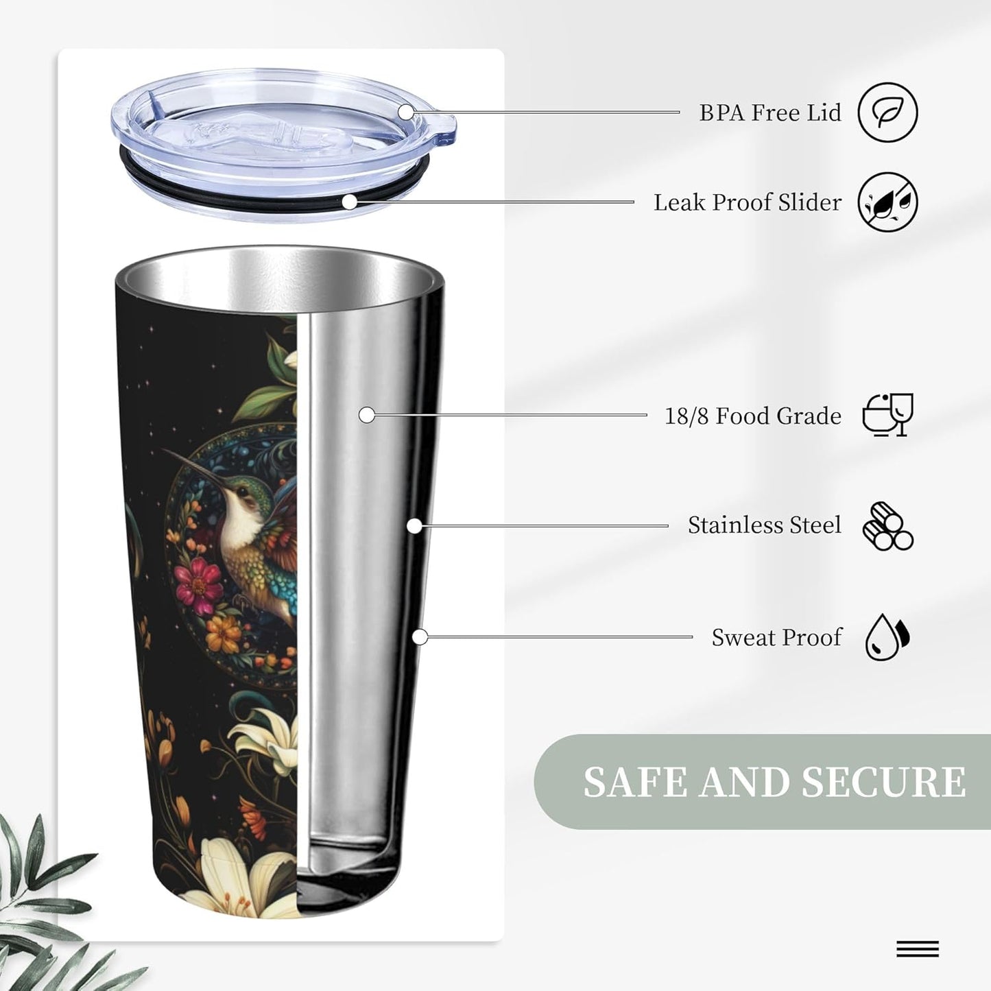 Bee Tumbler with Lid and Straw 20oz Travel Coffee Mug Gifts Stainless Steel Vacuum Insulated Cup Double Wall Water Bottle for Office Car Home