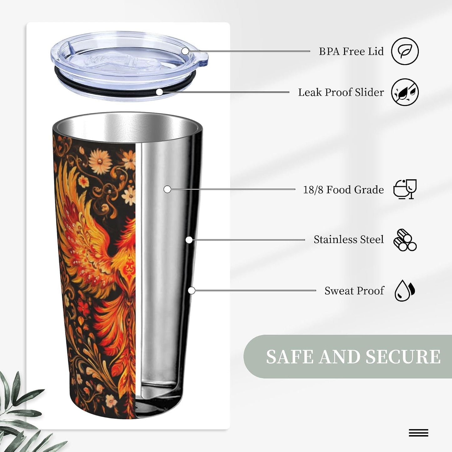 Bee Tumbler with Lid and Straw 20oz Travel Coffee Mug Gifts Stainless Steel Vacuum Insulated Cup Double Wall Water Bottle for Office Car Home