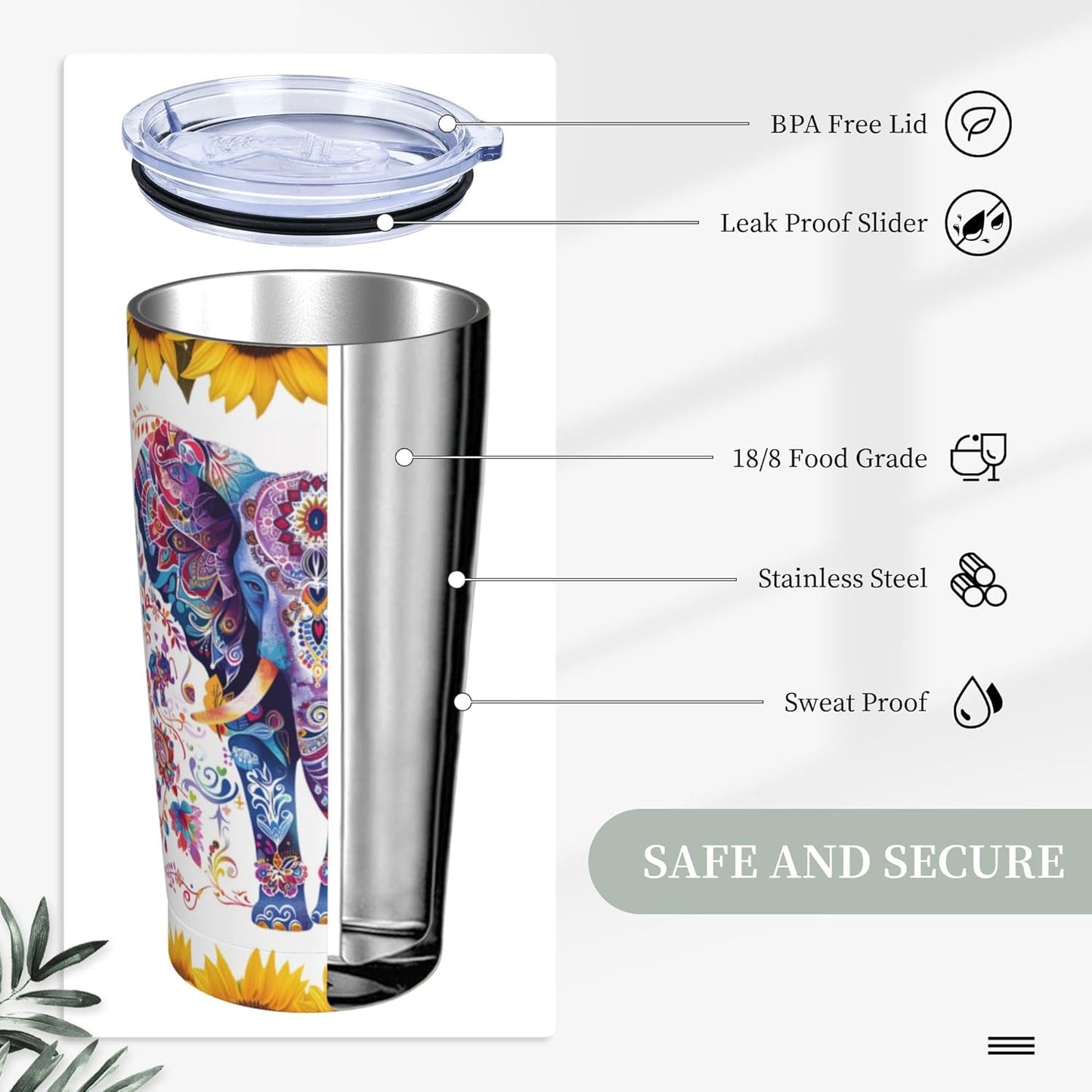 Bee Tumbler with Lid and Straw 20oz Travel Coffee Mug Gifts Stainless Steel Vacuum Insulated Cup Double Wall Water Bottle for Office Car Home