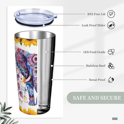 Bee Tumbler with Lid and Straw 20oz Travel Coffee Mug Gifts Stainless Steel Vacuum Insulated Cup Double Wall Water Bottle for Office Car Home