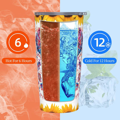 Bee Tumbler with Lid and Straw 20oz Travel Coffee Mug Gifts Stainless Steel Vacuum Insulated Cup Double Wall Water Bottle for Office Car Home