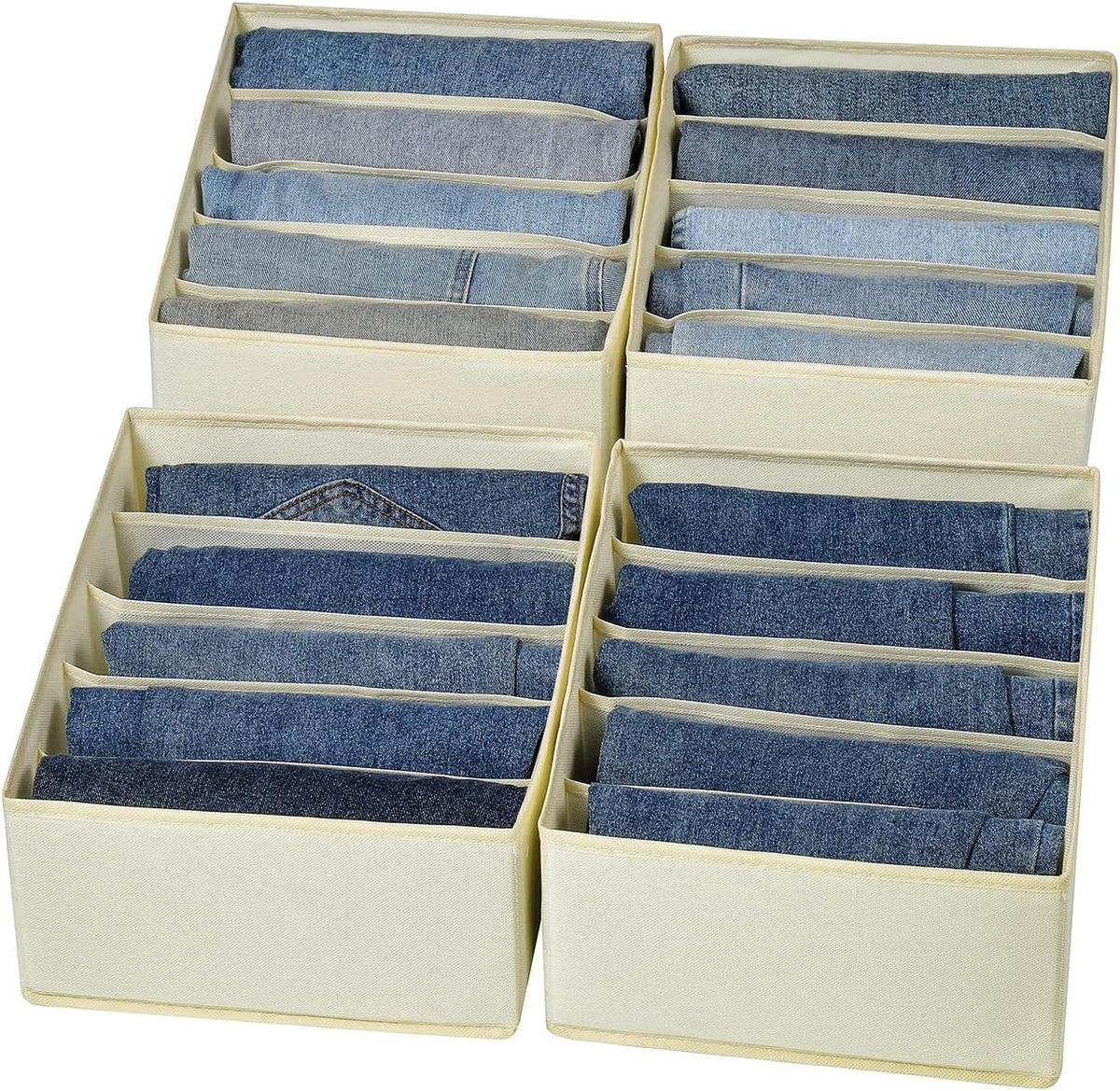 Jeans Drawer Organizers for Clothing, 5 Compartment Wardrobe Storage Box, Washable Clothes Organizer for Folded Clothes, Jeans, Pants, Leggings, t-shirts(Grey)