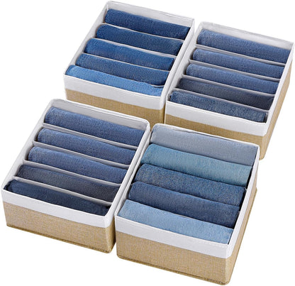 Jeans Drawer Organizers for Clothing, 5 Compartment Wardrobe Storage Box, Washable Clothes Organizer for Folded Clothes, Jeans, Pants, Leggings, t-shirts(Grey)