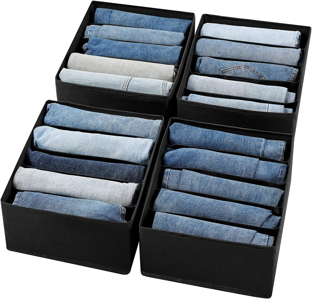 Jeans Drawer Organizers for Clothing, 5 Compartment Wardrobe Storage Box, Washable Clothes Organizer for Folded Clothes, Jeans, Pants, Leggings, t-shirts(Grey)