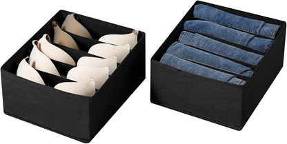 Jeans Drawer Organizers for Clothing, 5 Compartment Wardrobe Storage Box, Washable Clothes Organizer for Folded Clothes, Jeans, Pants, Leggings, t-shirts(Grey)