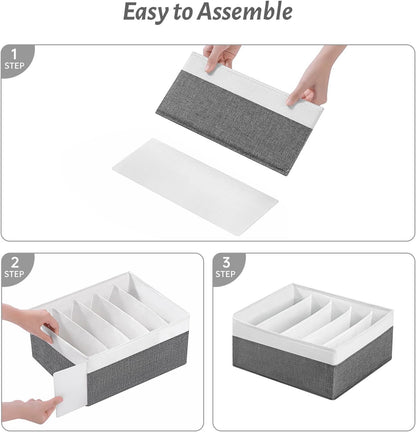Jeans Drawer Organizers for Clothing, 5 Compartment Wardrobe Storage Box, Washable Clothes Organizer for Folded Clothes, Jeans, Pants, Leggings, t-shirts(Grey)