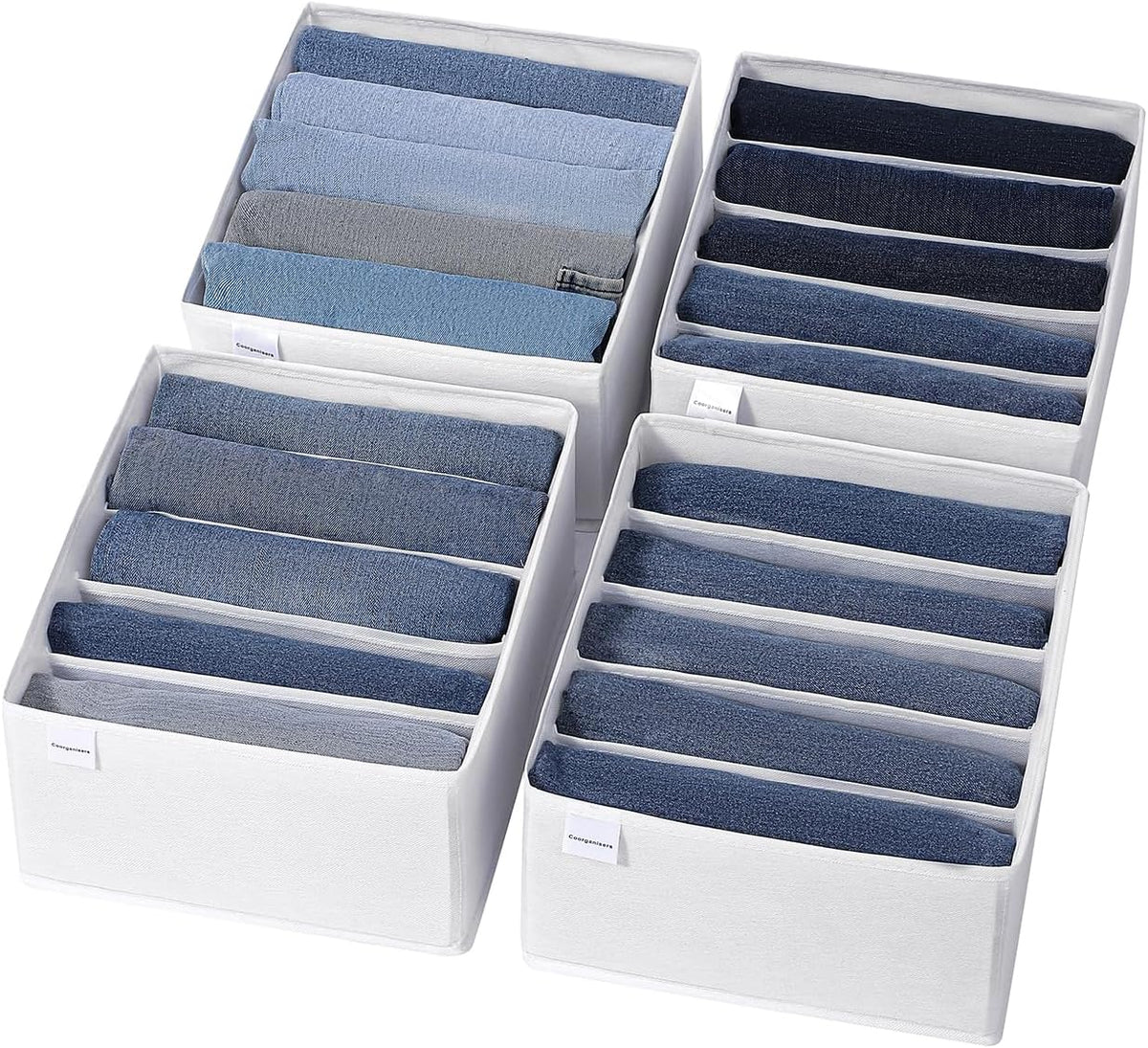 Jeans Drawer Organizers for Clothing, 5 Compartment Wardrobe Storage Box, Washable Clothes Organizer for Folded Clothes, Jeans, Pants, Leggings, t-shirts(Grey)