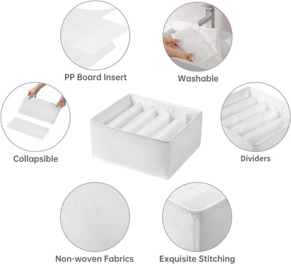 Jeans Drawer Organizers for Clothing, 5 Compartment Wardrobe Storage Box, Washable Clothes Organizer for Folded Clothes, Jeans, Pants, Leggings, t-shirts(Grey)