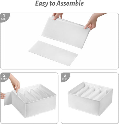 Jeans Drawer Organizers for Clothing, 5 Compartment Wardrobe Storage Box, Washable Clothes Organizer for Folded Clothes, Jeans, Pants, Leggings, t-shirts(Grey)