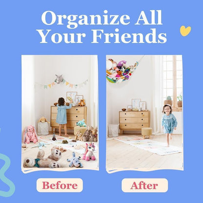 Stuffed Animal Hammock 2 Pack | Corner Stuffed Animal Storage & Plushie Net | Toy Hammock for Stuffed Animals | Holds 12lbs | Easy Hang, All Hardware Included | White Bedroom Decor