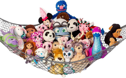 Stuffed Animal Hammock 2 Pack | Corner Stuffed Animal Storage & Plushie Net | Toy Hammock for Stuffed Animals | Holds 12lbs | Easy Hang, All Hardware Included | White Bedroom Decor