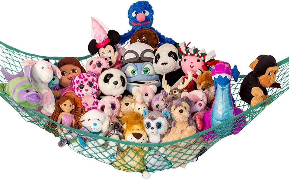 Stuffed Animal Hammock 2 Pack | Corner Stuffed Animal Storage & Plushie Net | Toy Hammock for Stuffed Animals | Holds 12lbs | Easy Hang, All Hardware Included | White Bedroom Decor