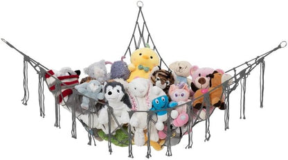Stuffed Animal Hammock 2 Pack | Corner Stuffed Animal Storage & Plushie Net | Toy Hammock for Stuffed Animals | Holds 12lbs | Easy Hang, All Hardware Included | White Bedroom Decor