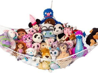 Stuffed Animal Hammock 2 Pack | Corner Stuffed Animal Storage & Plushie Net | Toy Hammock for Stuffed Animals | Holds 12lbs | Easy Hang, All Hardware Included | White Bedroom Decor