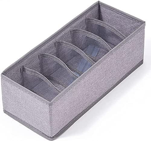 6 Pack Sock Underwear Drawer Organizer Dividers, Collapsible Cabinet Closet Storage Boxes for Clothes, Socks, Lingerie, Underwear, Tie, Belt, Baby, Bedroom