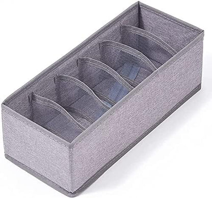 6 Pack Sock Underwear Drawer Organizer Dividers, Collapsible Cabinet Closet Storage Boxes for Clothes, Socks, Lingerie, Underwear, Tie, Belt, Baby, Bedroom