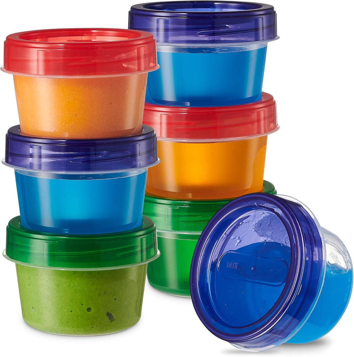 Baby Food Storage Containers 4 oz Food Storage Jars with Color Twist Lids Plastic Freezer Storage Pack of 24