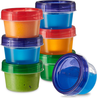 Baby Food Storage Containers 4 oz Food Storage Jars with Color Twist Lids Plastic Freezer Storage Pack of 24
