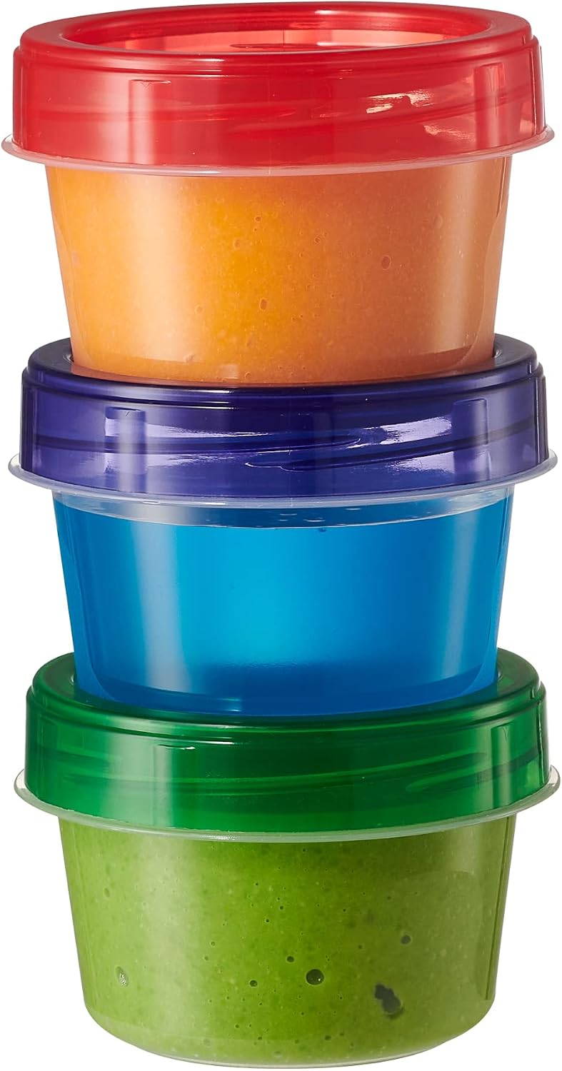 Baby Food Storage Containers 4 oz Food Storage Jars with Color Twist Lids Plastic Freezer Storage Pack of 24