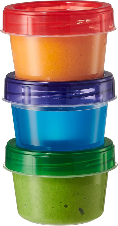 Baby Food Storage Containers 4 oz Food Storage Jars with Color Twist Lids Plastic Freezer Storage Pack of 24