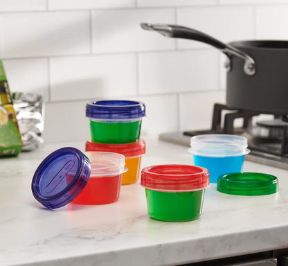 Baby Food Storage Containers 4 oz Food Storage Jars with Color Twist Lids Plastic Freezer Storage Pack of 24