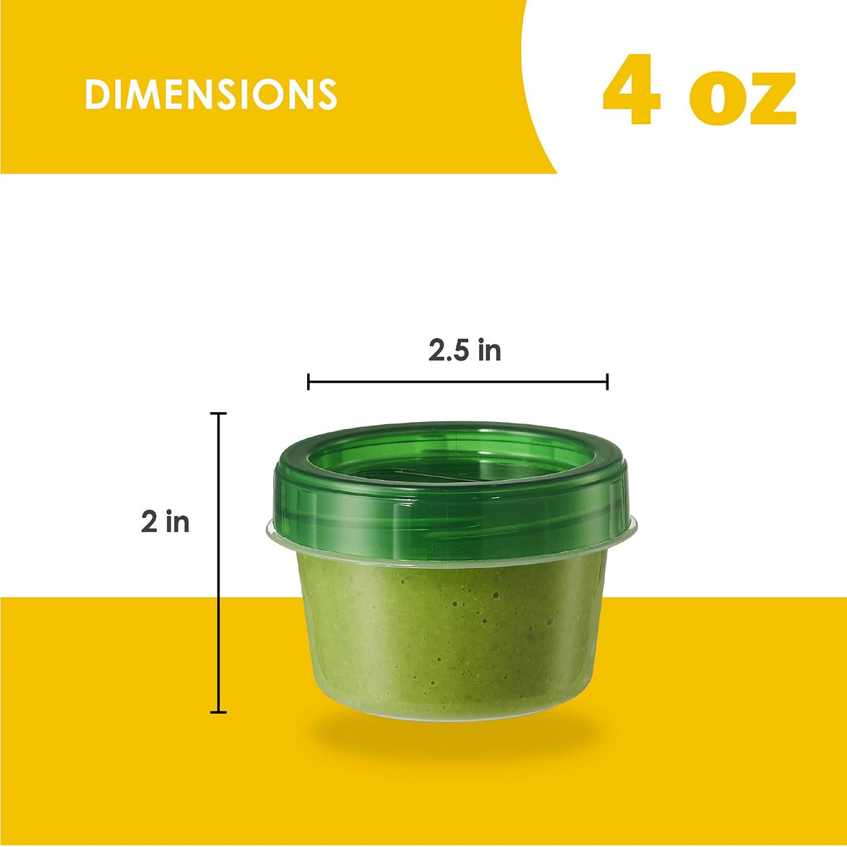 Baby Food Storage Containers 4 oz Food Storage Jars with Color Twist Lids Plastic Freezer Storage Pack of 24