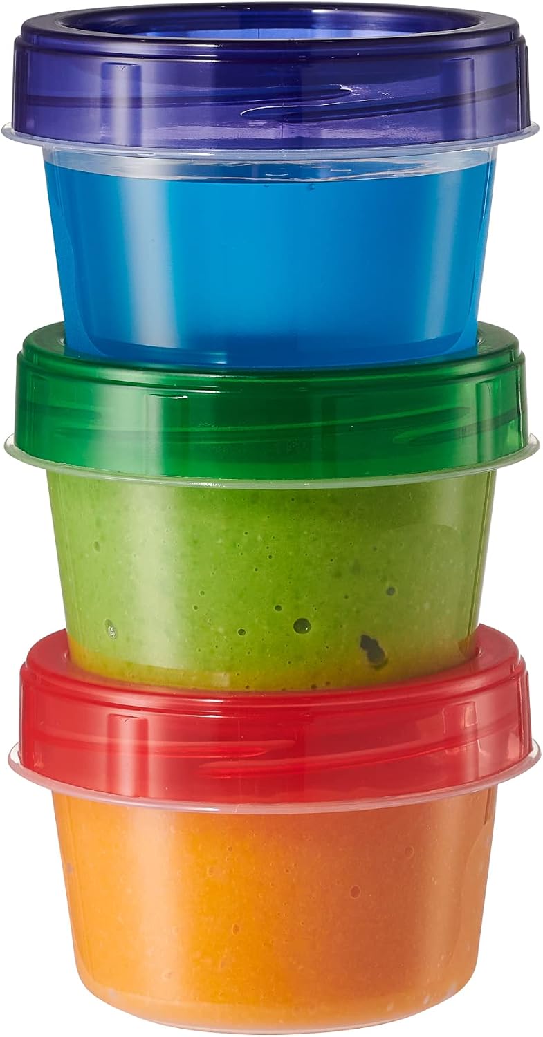 Baby Food Storage Containers 4 oz Food Storage Jars with Color Twist Lids Plastic Freezer Storage Pack of 24