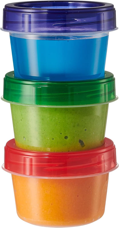 Baby Food Storage Containers 4 oz Food Storage Jars with Color Twist Lids Plastic Freezer Storage Pack of 24