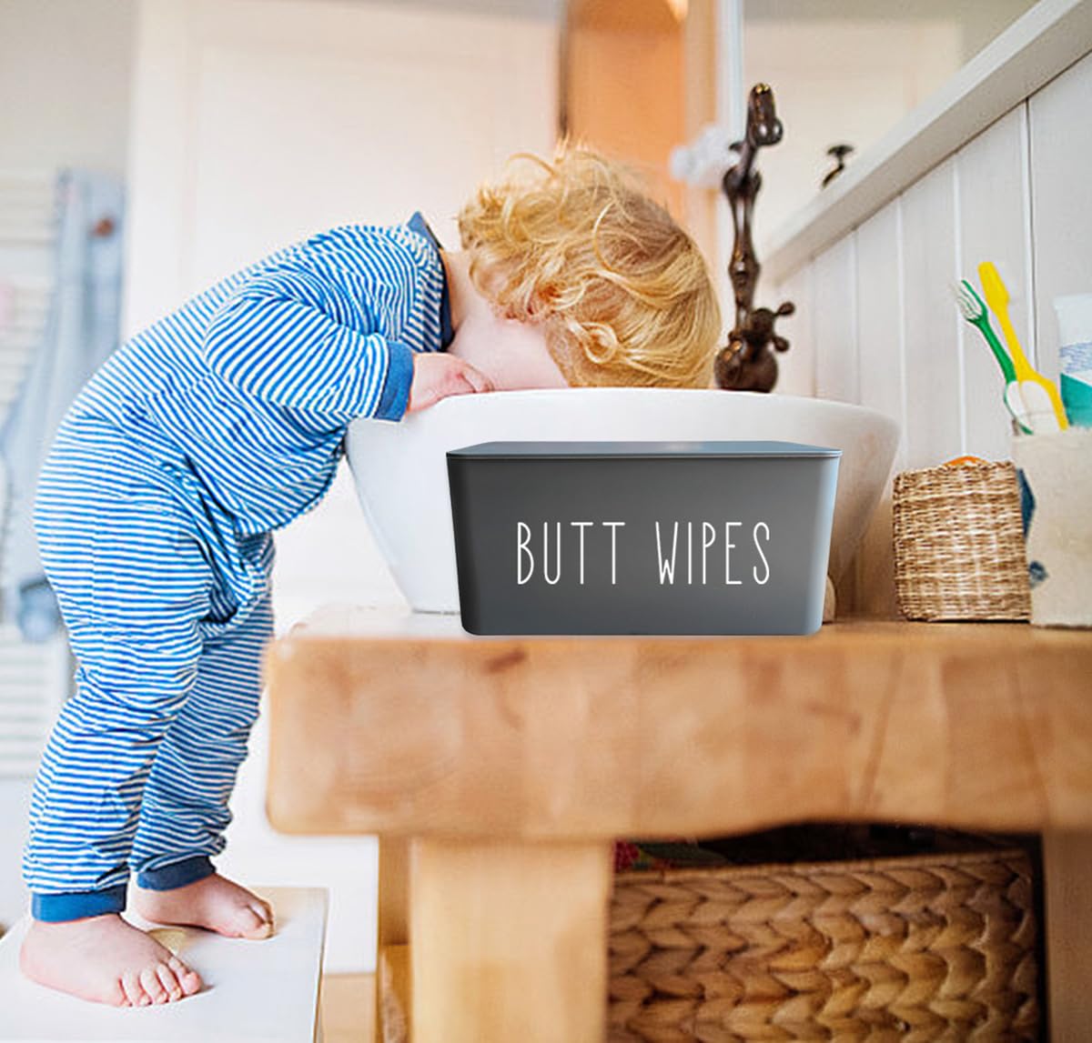 Butt Wipes Dispenser for Bathroom,8.2L x 4.9W x 3.9H inches