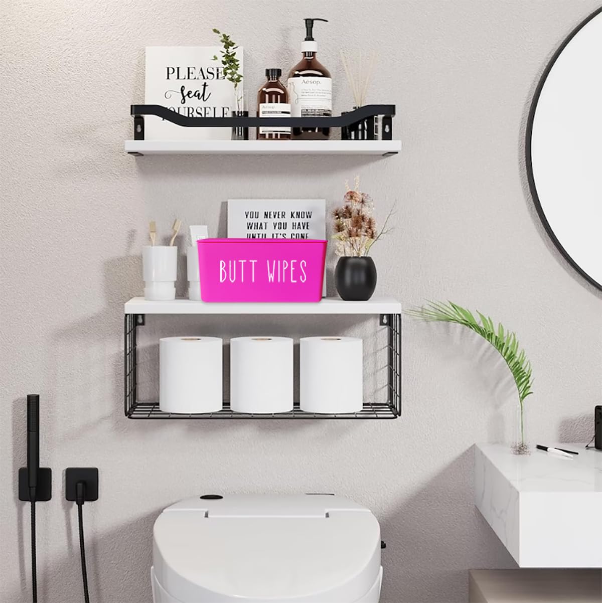 Butt Wipes Dispenser for Bathroom,8.2L x 4.9W x 3.9H inches